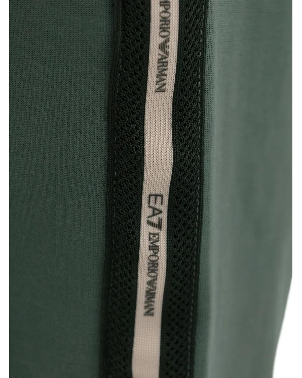 EA7 Green Side-Stripe Shorts for men