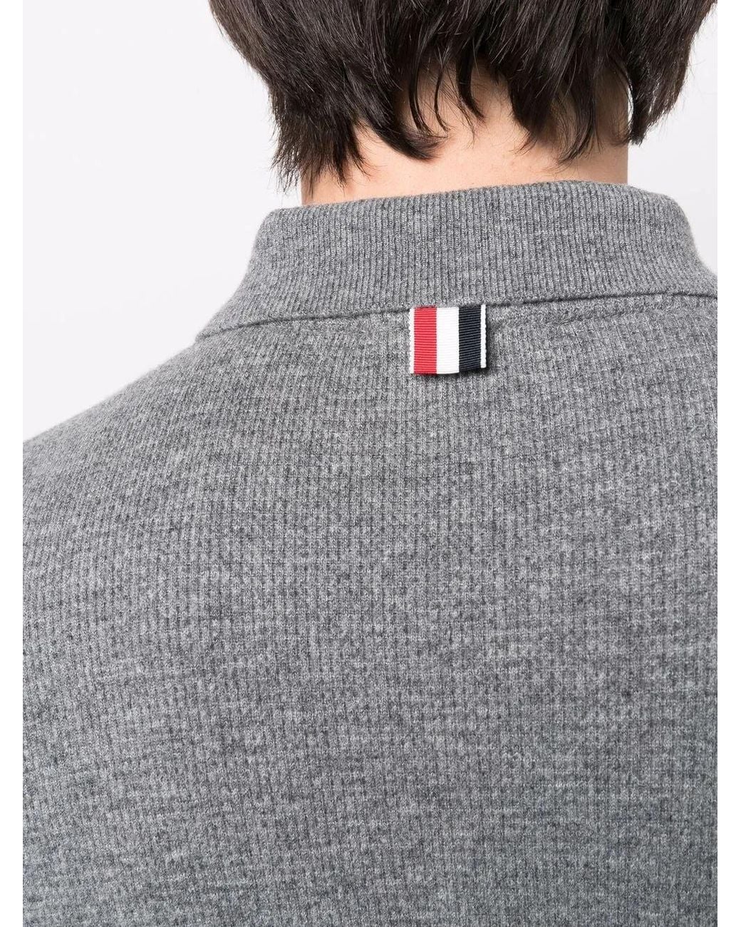 Thom Browne Gray Long-Sleeve Polo Shirt for men