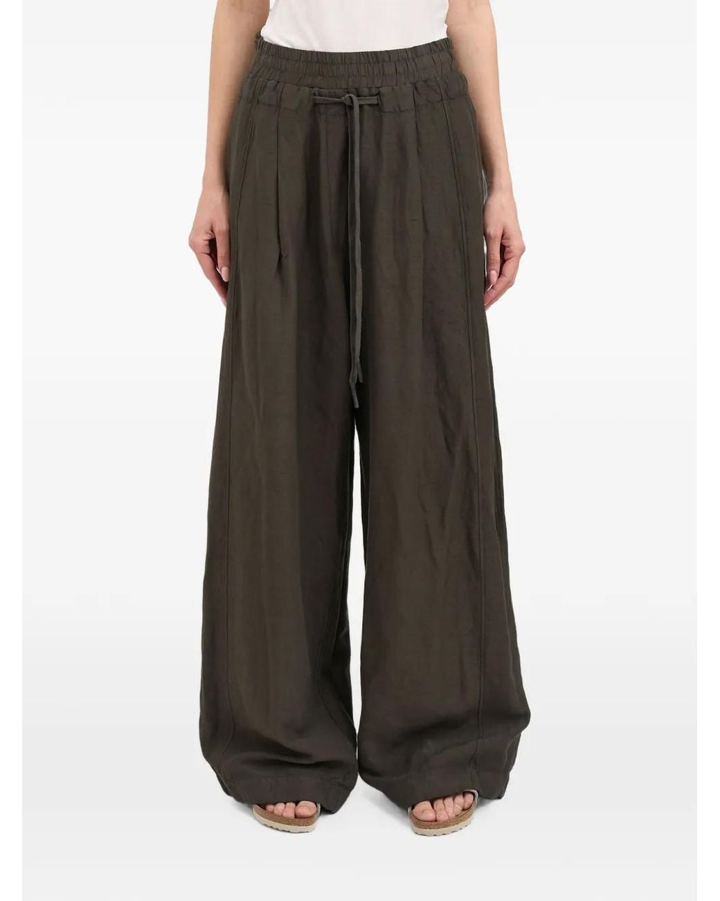 Andrea Ya'aqov Black Wide-Leg Drawstring Trousers