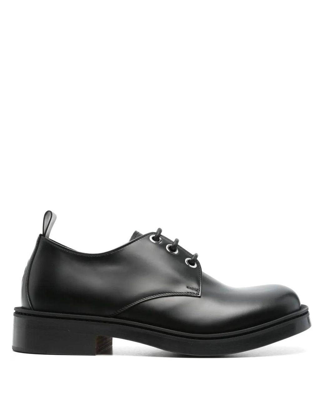 McQueen Black Skull-Embossed Derby Shoes for men