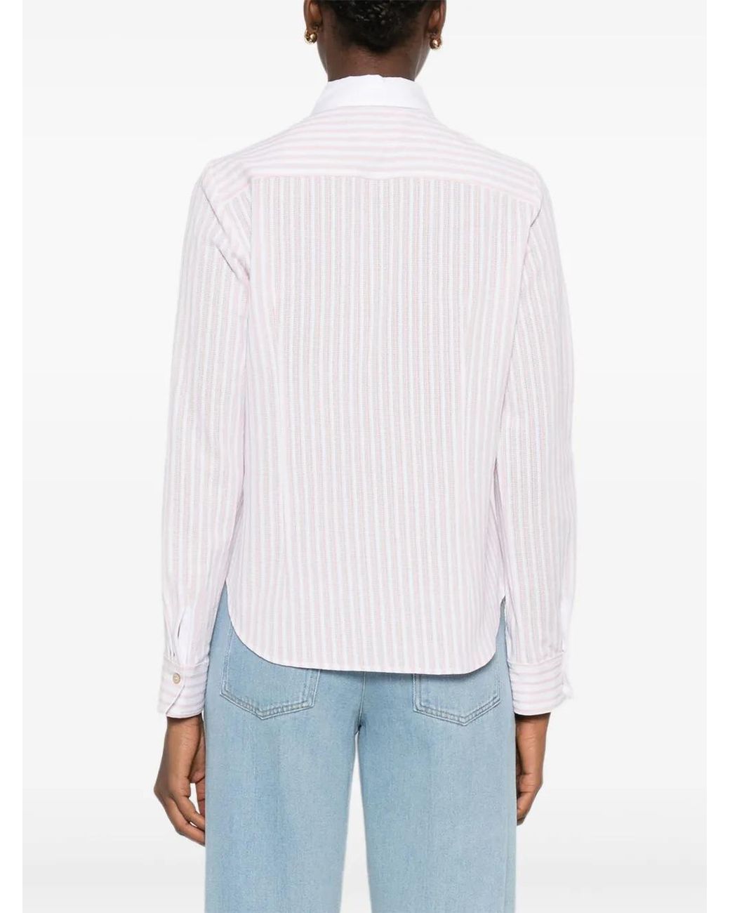 Forte_forte White Striped Collared Shirt