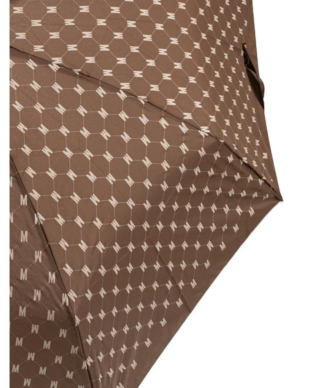 Moschino Brown Monogram-Print Folding Umbrella