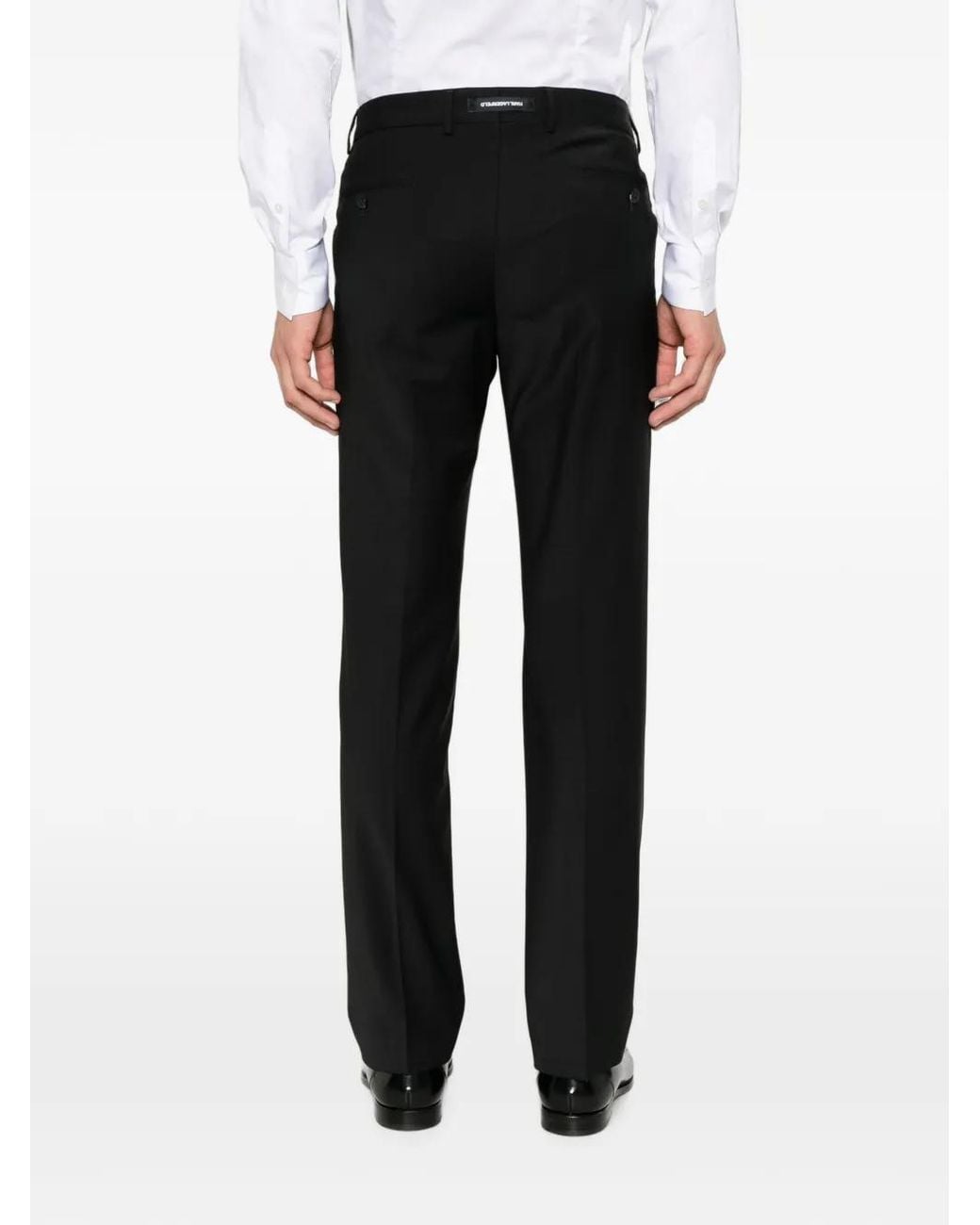 Karl Lagerfeld Black Pantalon À Plis Marqués Et Passants De Ceinture for men