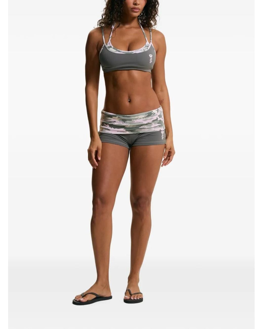 Juicy Couture Black Camo-Print Double-Layered Sports Bra