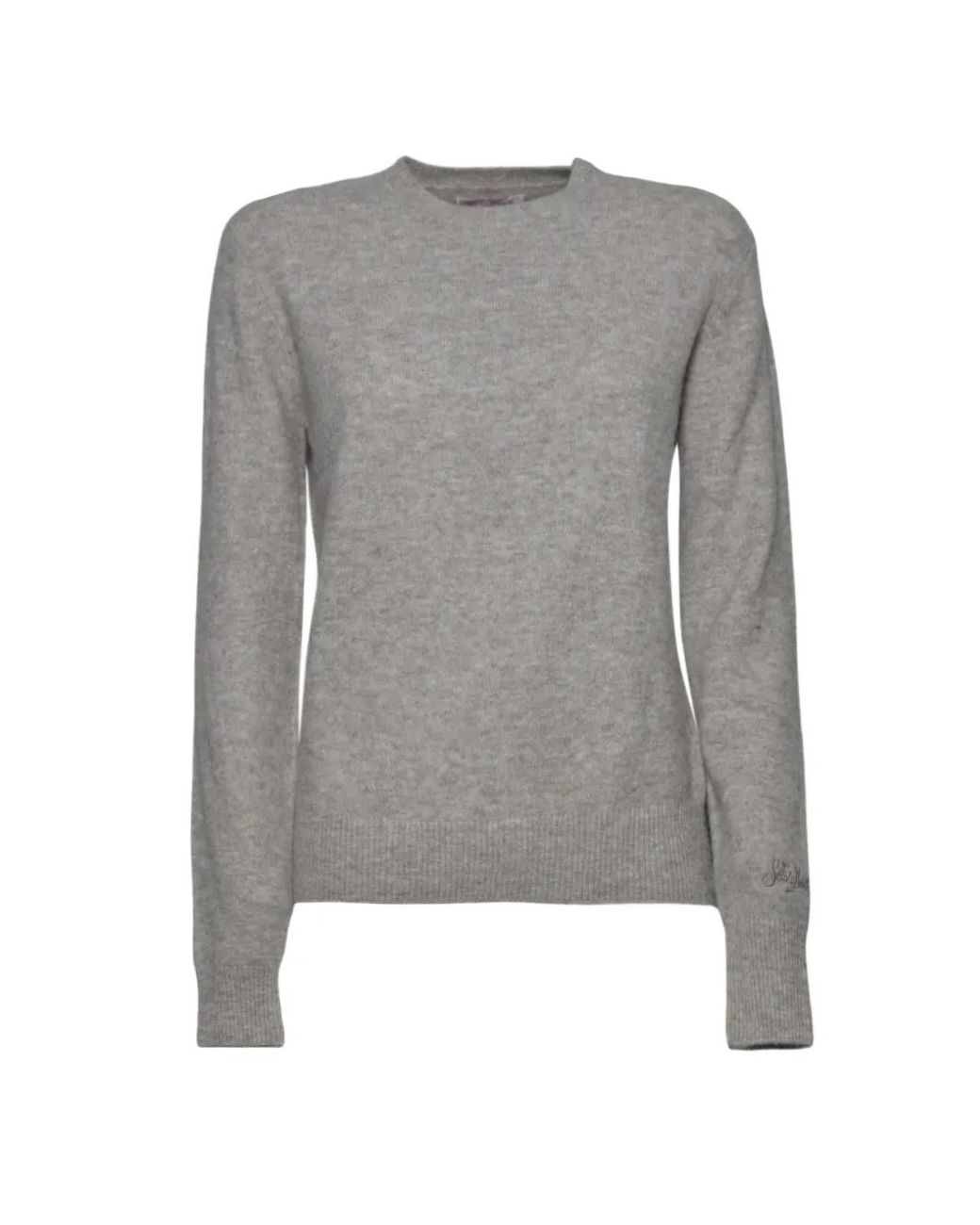 Mc2 Saint Barth Gray Crew-Neck Ribbed-Trim Sweater