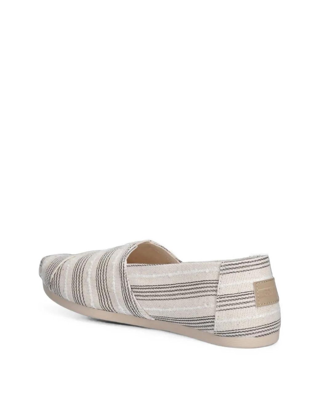 TOMS White Alpargata Classic Striped Canvas Slip-On Flats