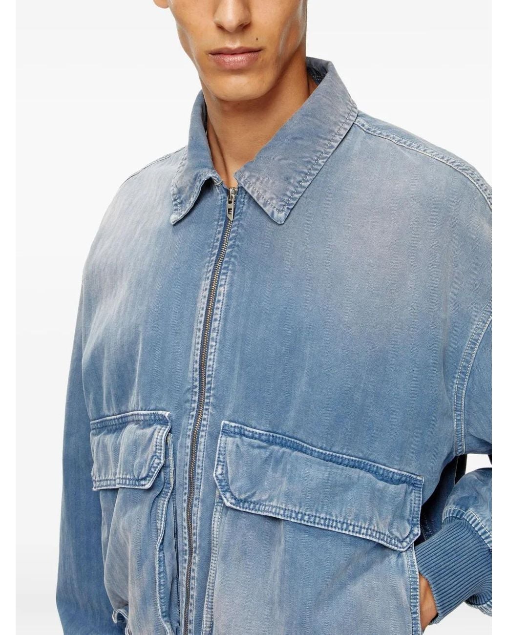 DIESEL D-Kurz Zip-Front Denim Jacket in Blue | Lyst