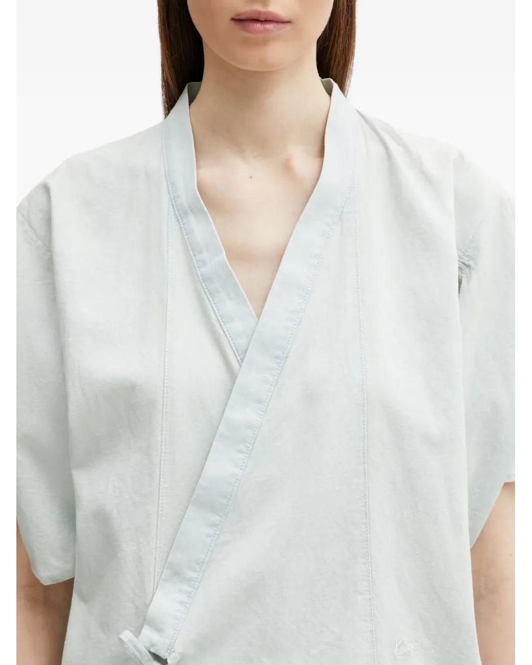 KENZO White Wrap-Style Short-Sleeve Top