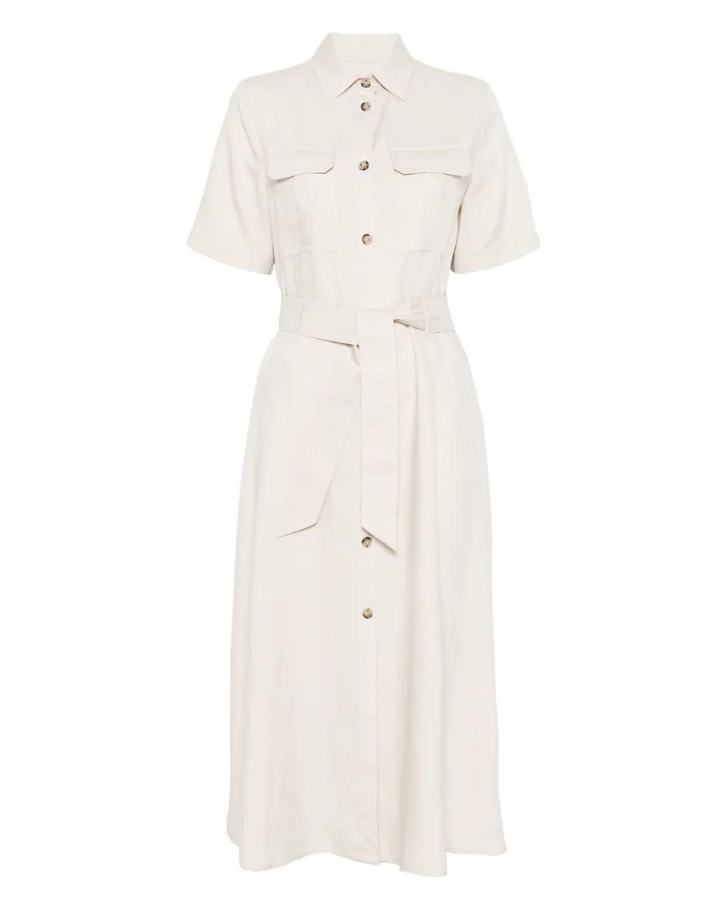 Woolrich White Tied-Waist Midi Dress