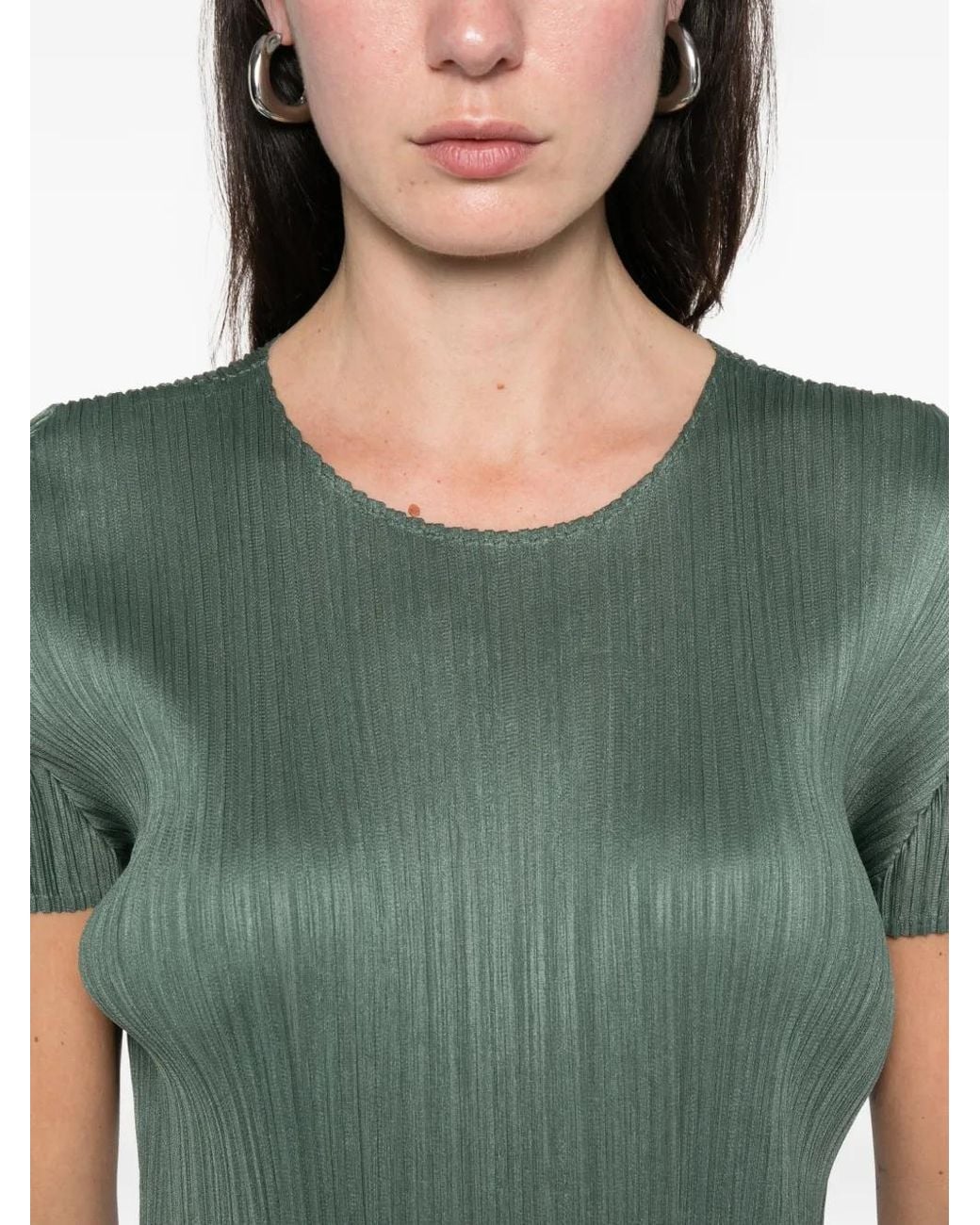 Pleats Please Issey Miyake Geplooide Jurk Met Korte Mouwen in het Green