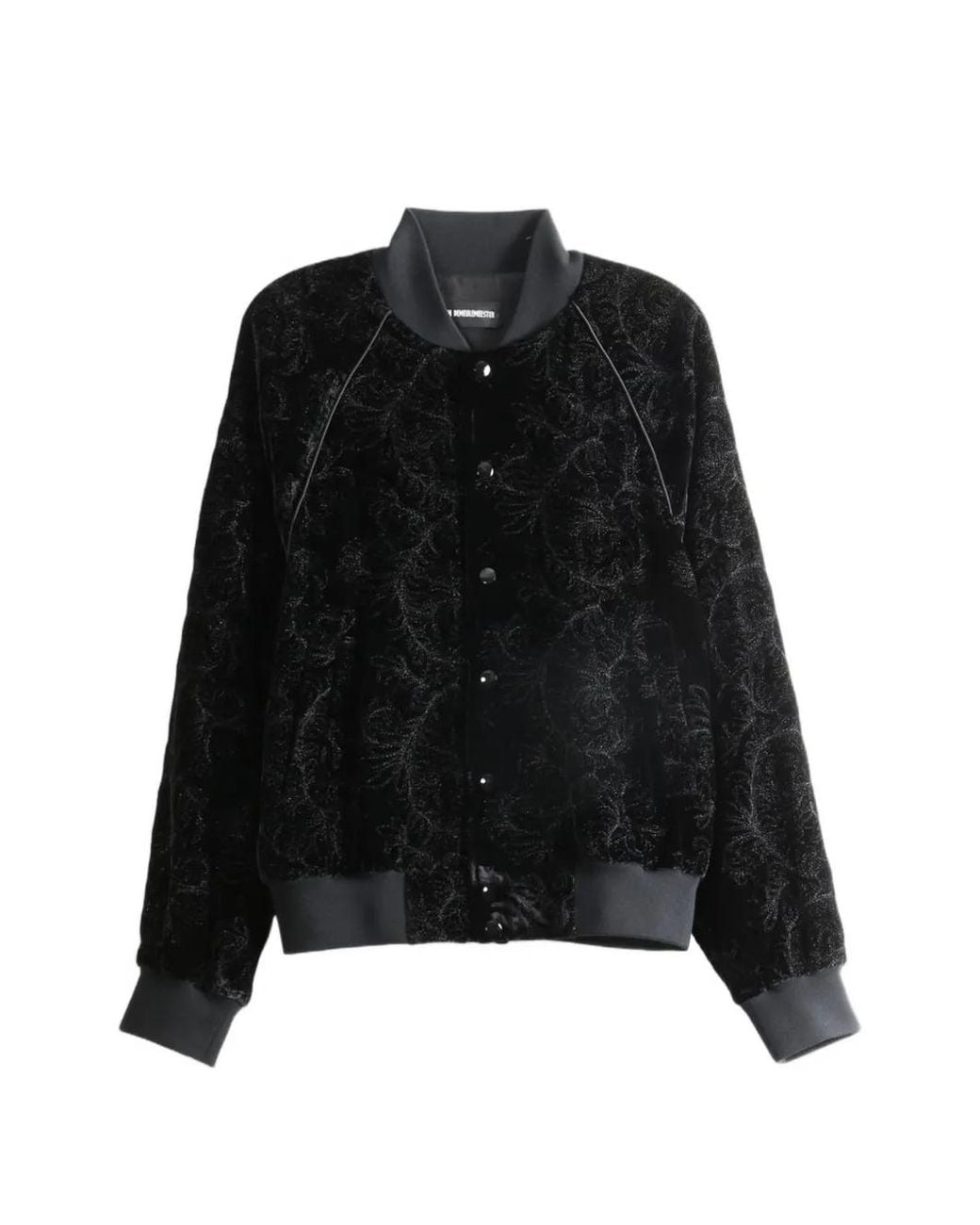 Ann Demeulemeester Black Esko Floral-Pattern Bomber Jacket for men