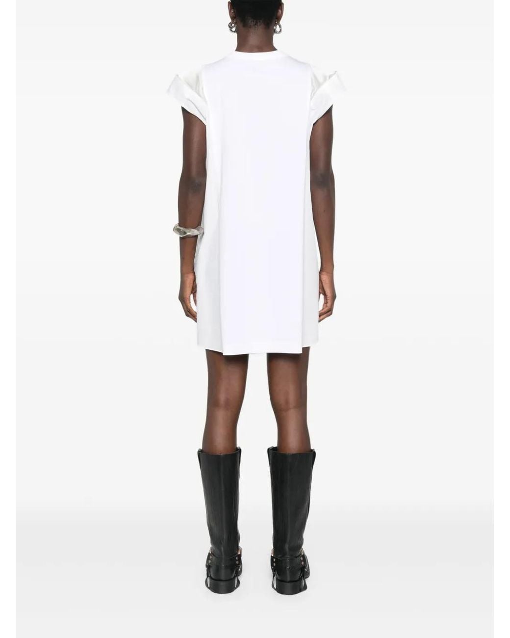 Sacai White Popeline X Cotton Jersey Dress
