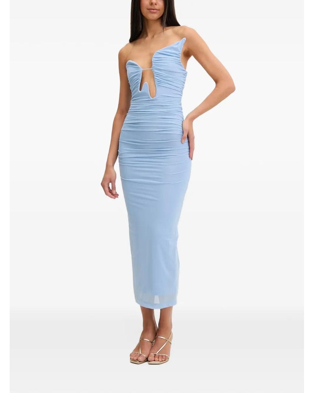 Bardot Blue Julane Ruched Cut-Out Midi Dress