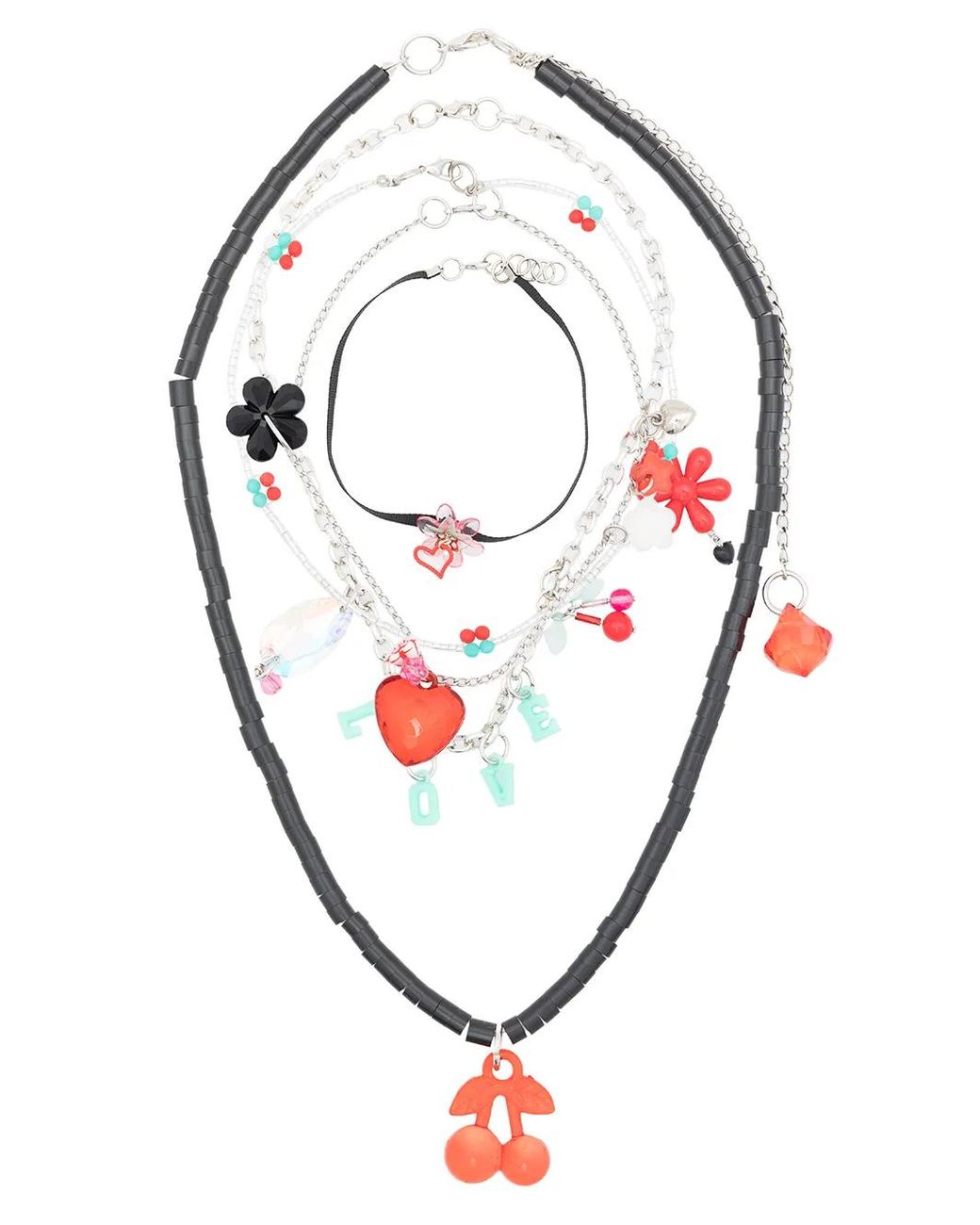 Amir Slama White Four-Strand Charm Necklace