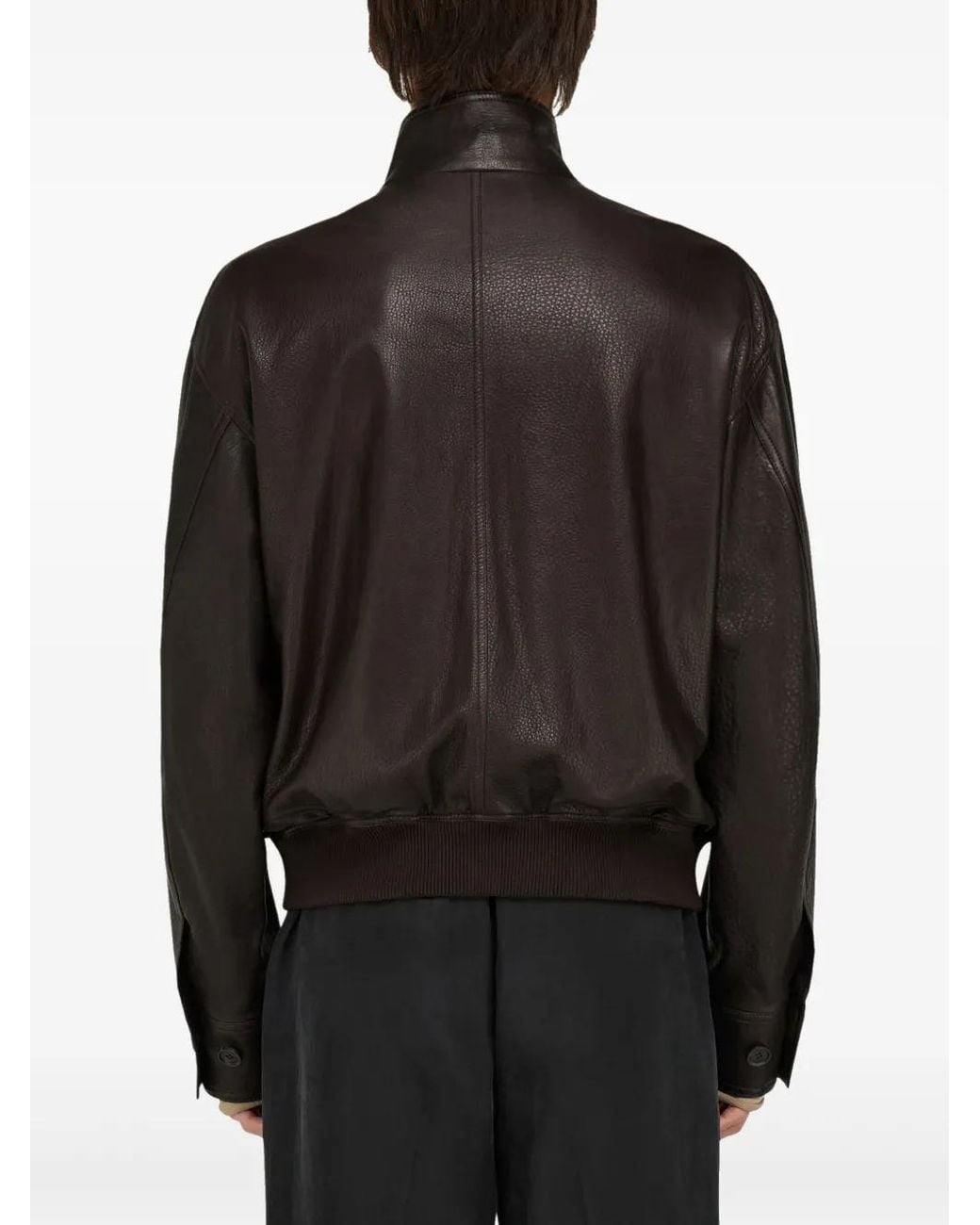 Ferragamo Black Leather Jacket for men