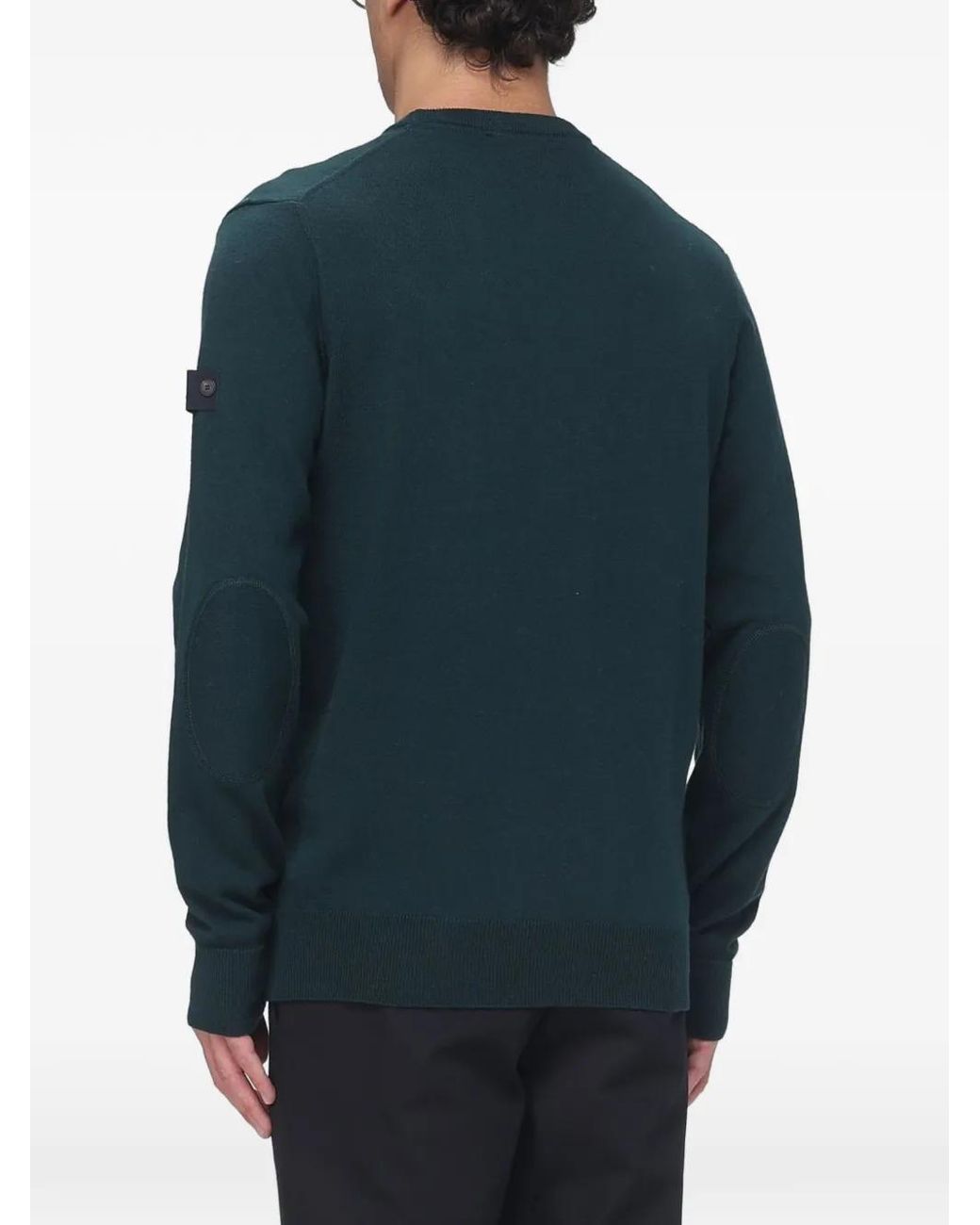 Peuterey Blue Logo-Patch Elbow-Patch Sweater for men
