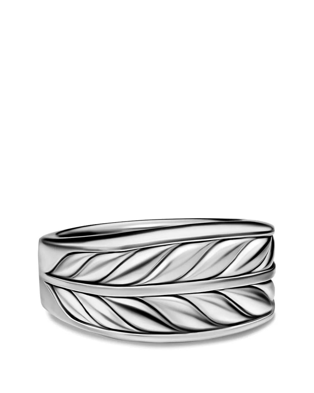 David Yurman White Chevron Three Sided Signet Ring for men