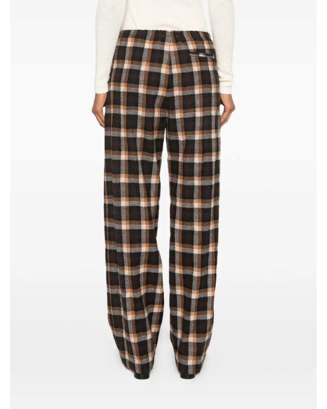 Forte_forte Black Check-Pattern Drawstring-Waist Trousers
