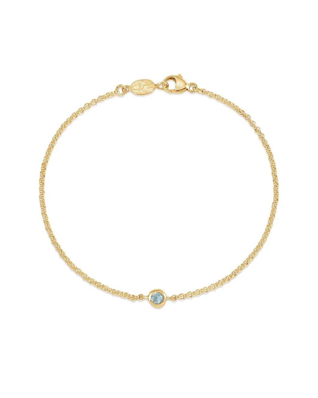 Dower & Hall White Single-Aquamarine Dewdrop Chain Bracelet