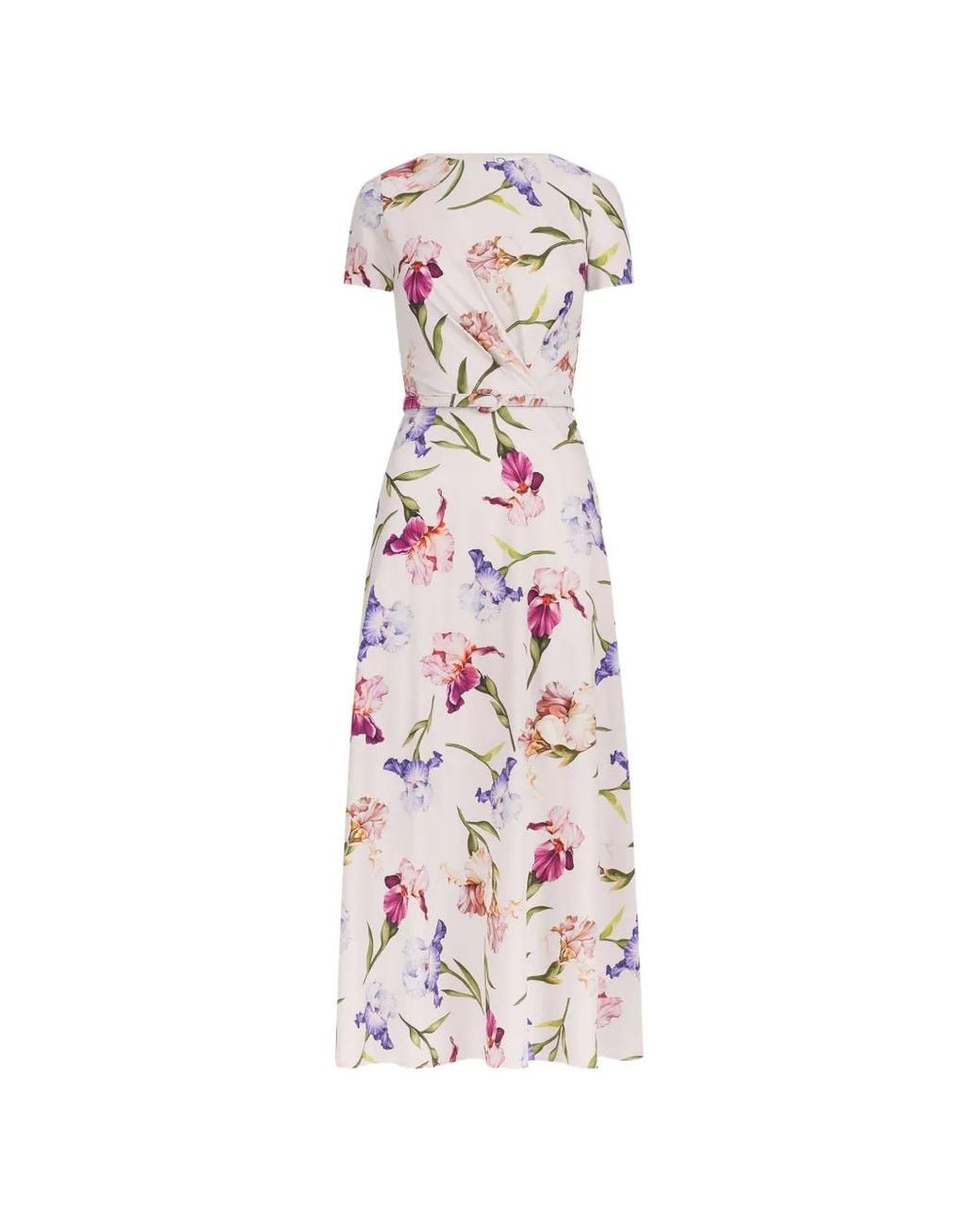 Oscar de la Renta White Floral-Print Belted Midi Dress