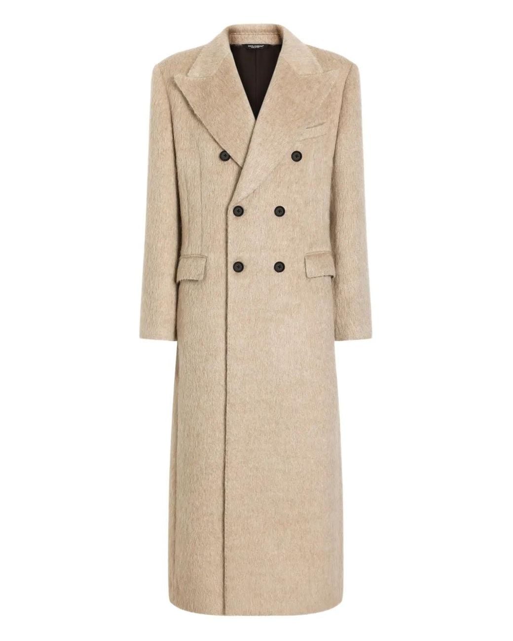 Dolce & Gabbana Natural Peak-Lapel Double-Breasted Coat for men