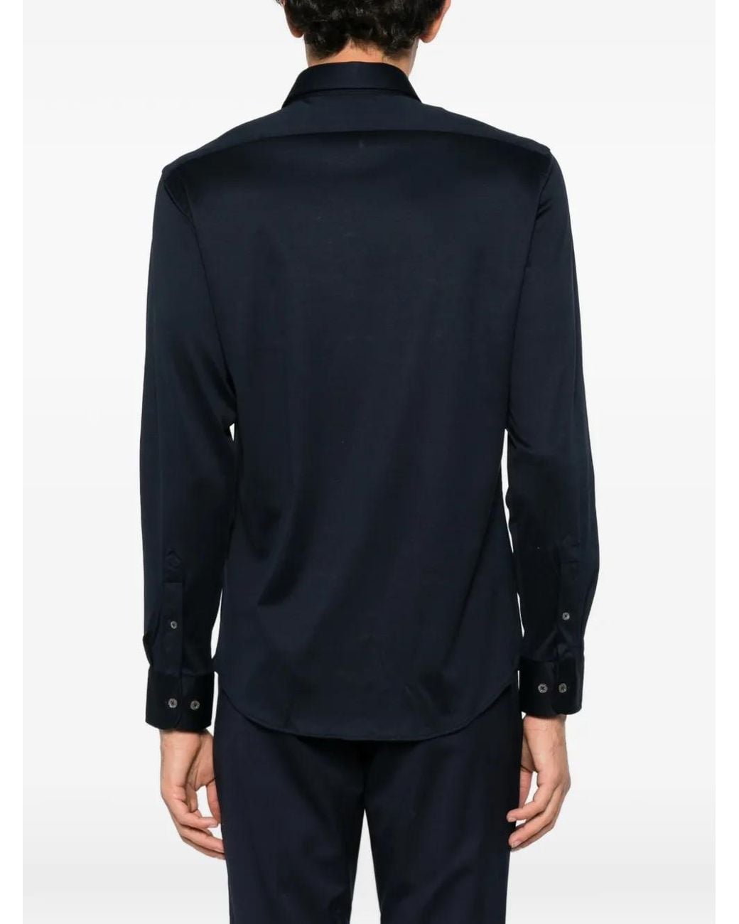 Alberto Gozzi Blue Button-Down Collar Long-Sleeve Shirt for men