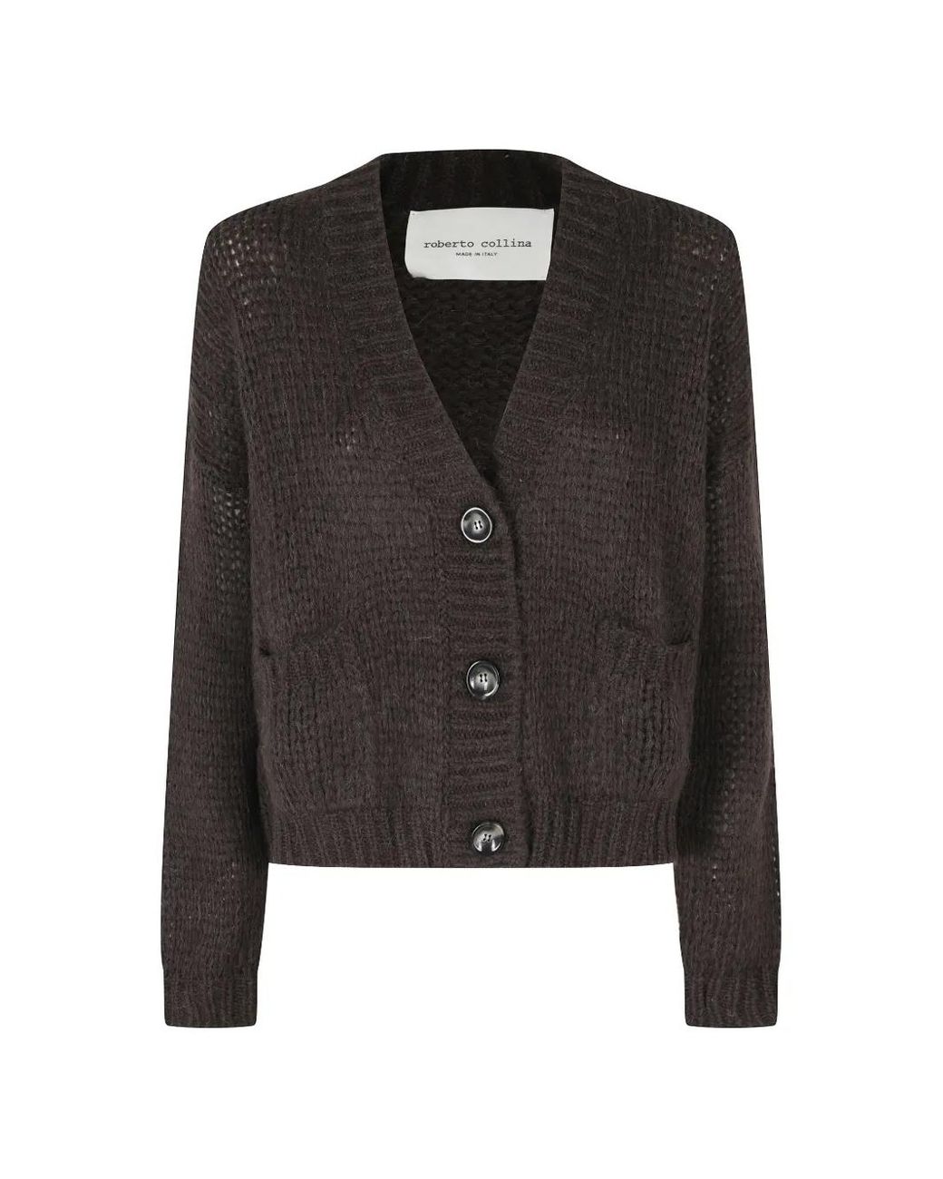 Roberto Collina Black Chunky-Knit V-Neck Cardigan