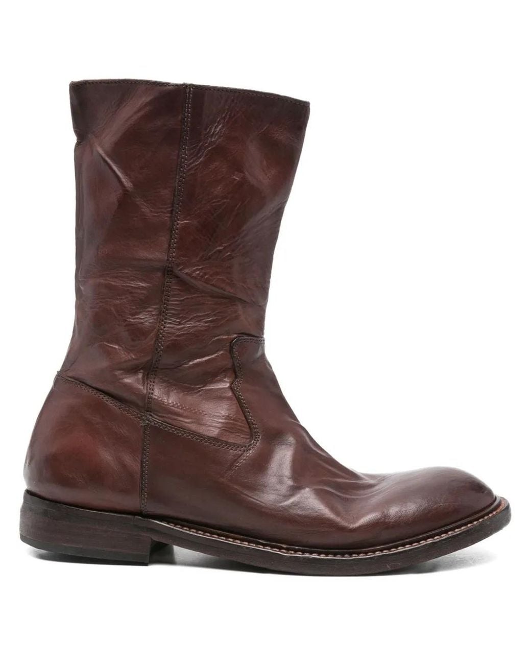 Moma Brown Leather Zip Boots
