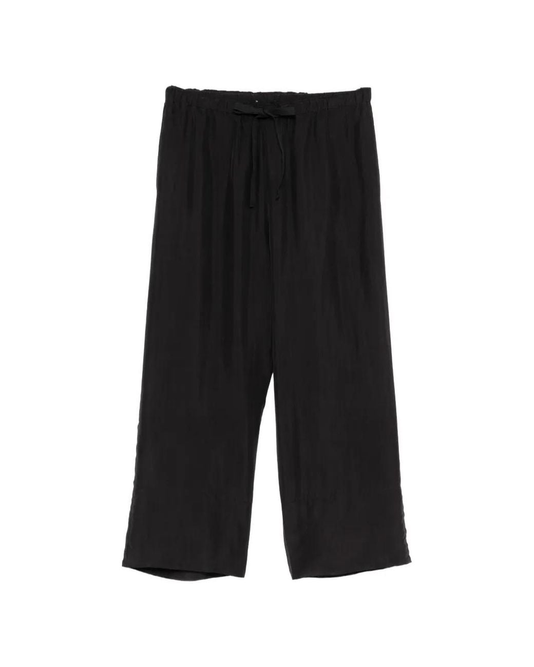 James Perse Black Washed Wide-Cuff Trousers