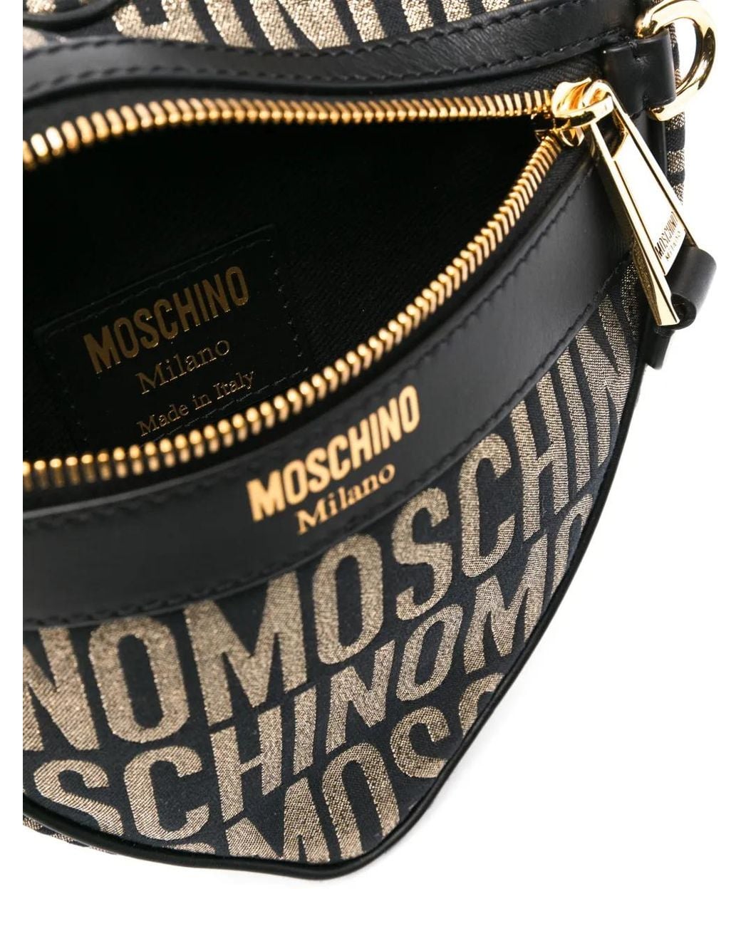 Moschino Black Allover Logo Small Heart Bag