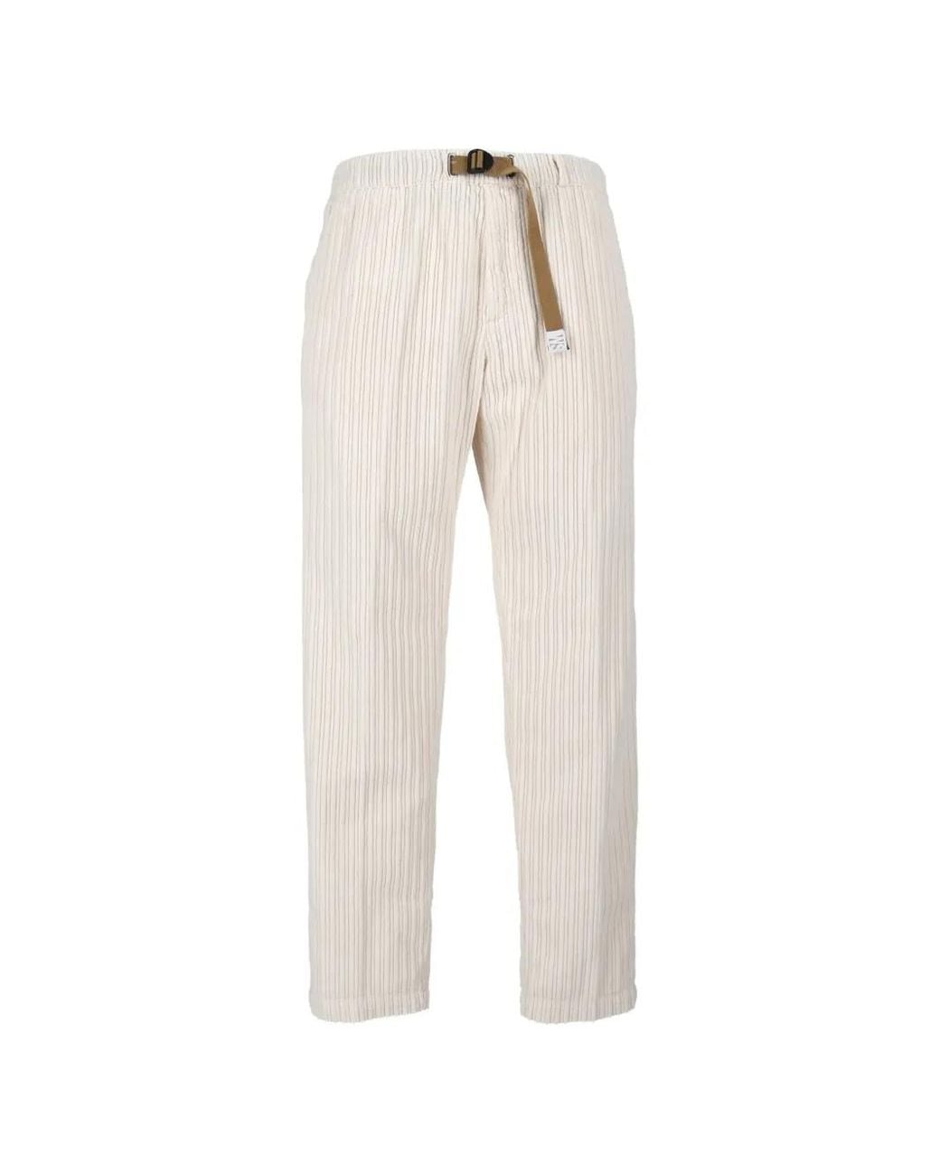 White Sand White Wide-Stripe Corduroy Trousers for men