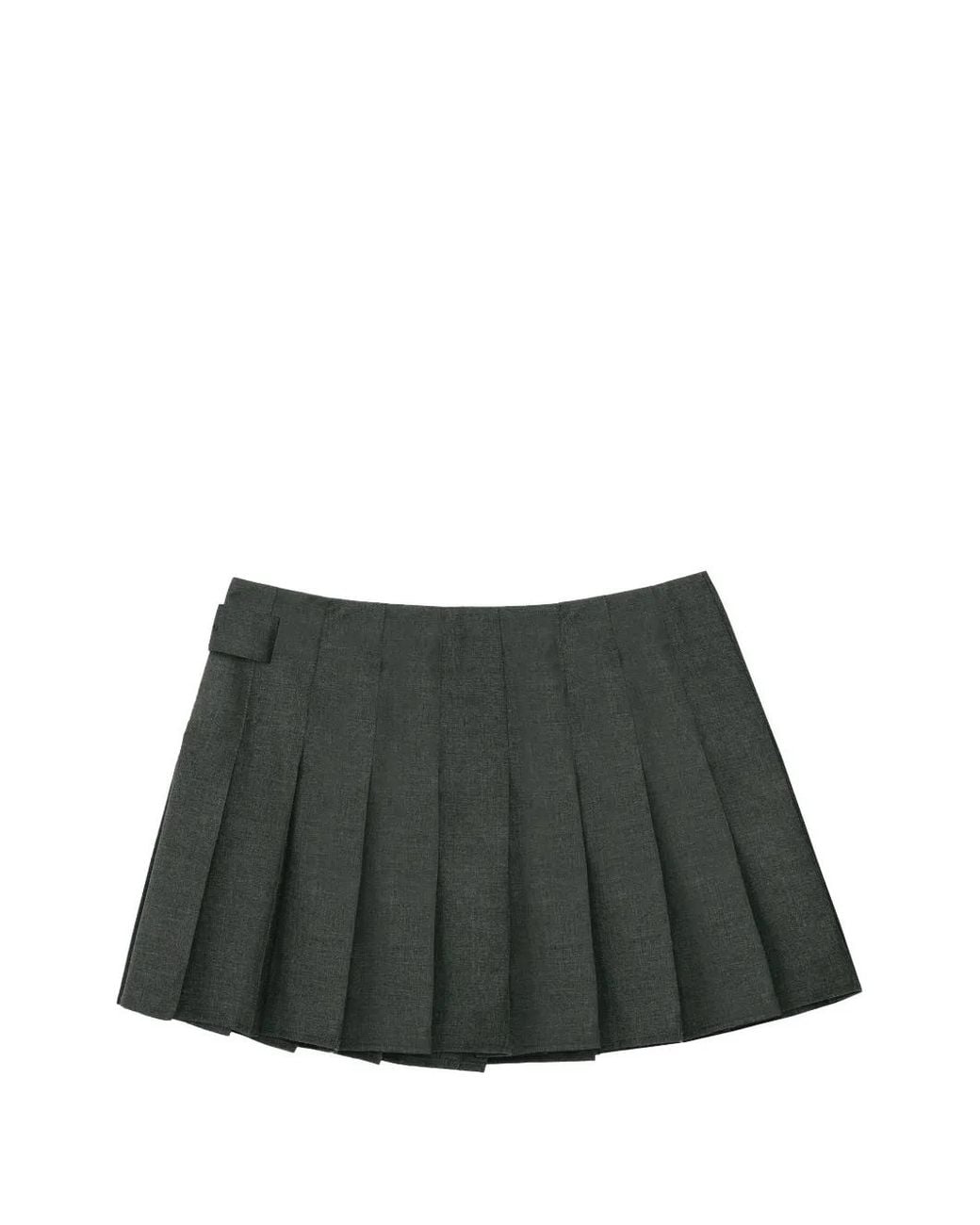 Vera Wang Gray Morton Pleated Belted Skirt