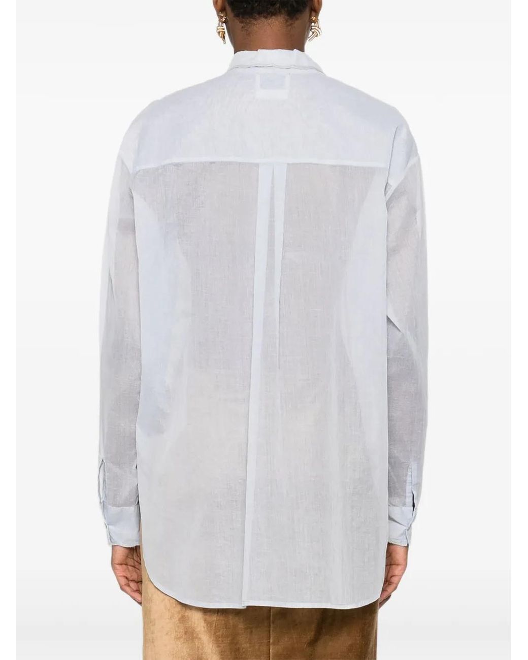Forte_forte White Bow-Collar Cotton Shirt
