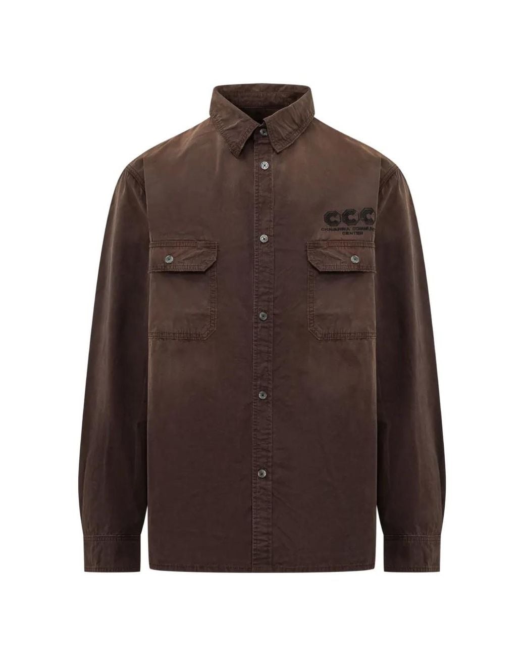 Willy Chavarria Brown Corcoran Logo-Embroidered Workwear Overshirt for men