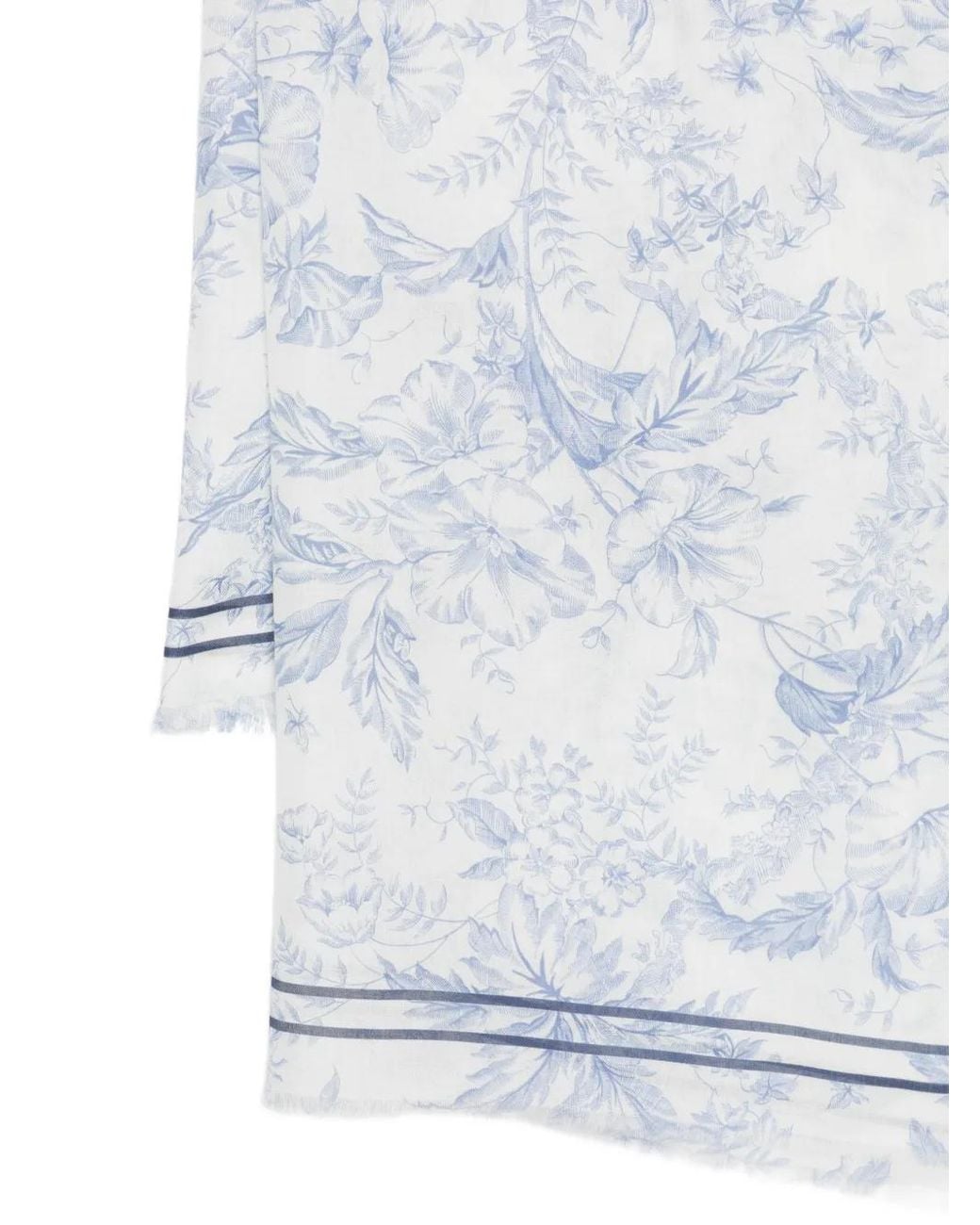 Maje Blue Floral Print Wool Blend Shawl