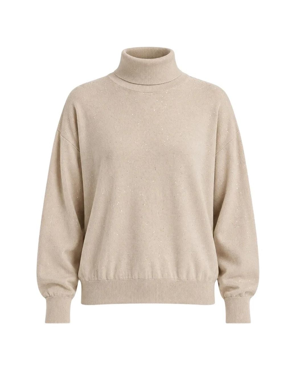 Marella Natural Sequin-Embellished Roll-Neck Sweater