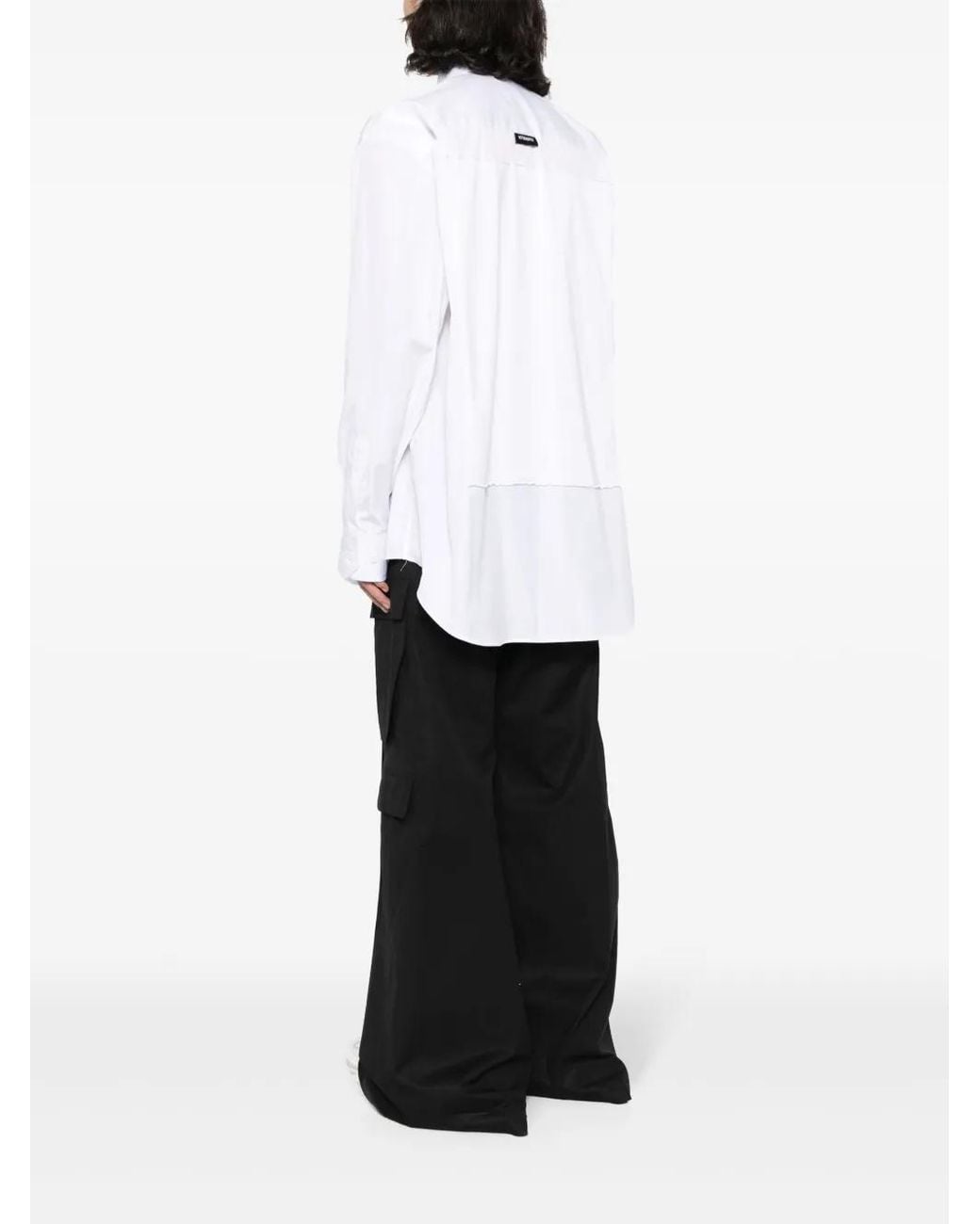 Vetements White Logo-Tag Cotton Shirt