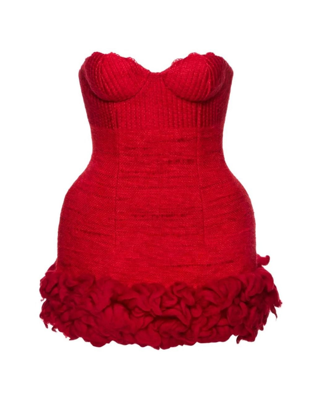 Magda Butrym Red Corset Ruffled Mini Dress