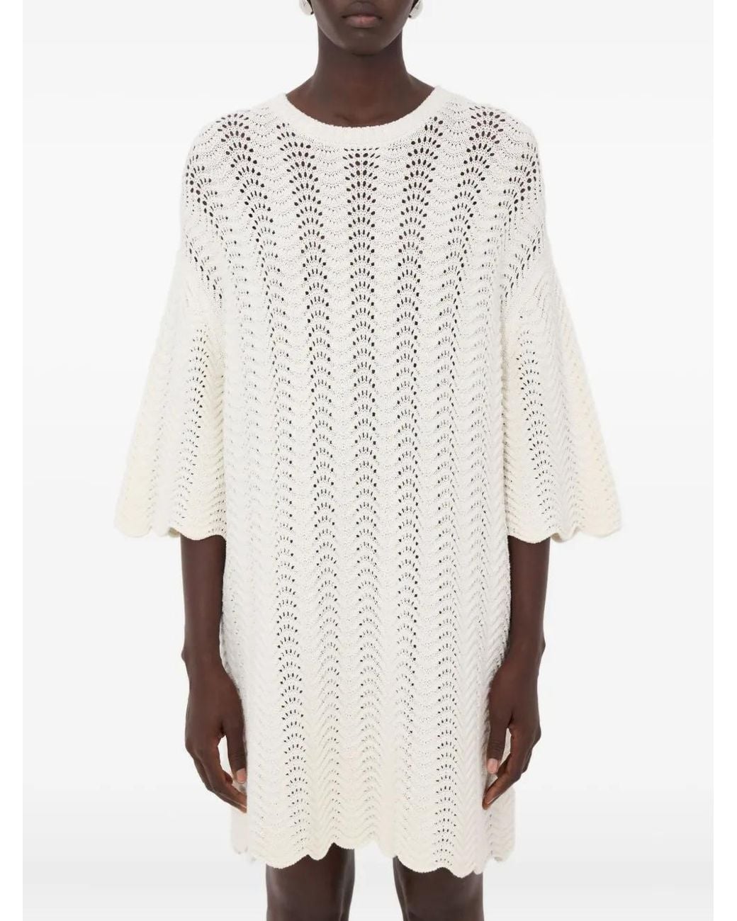 Loulou de Saison White Wafa Crew-Neck Midi Dress