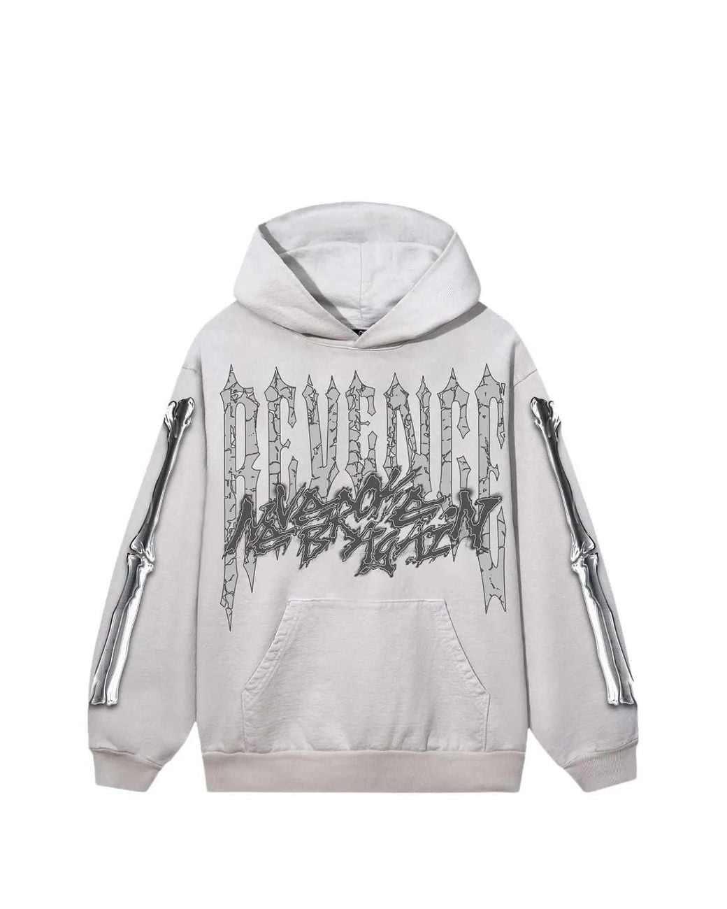 REVENGE Gray Graphic-Print Hoodie for men