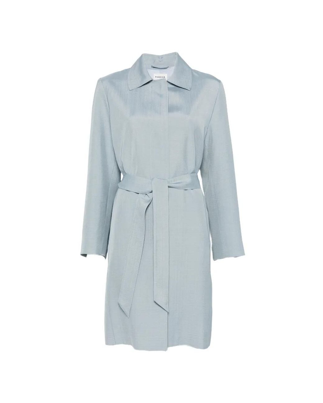P.A.R.O.S.H. Blue Rania Long-Sleeve Belt Coat