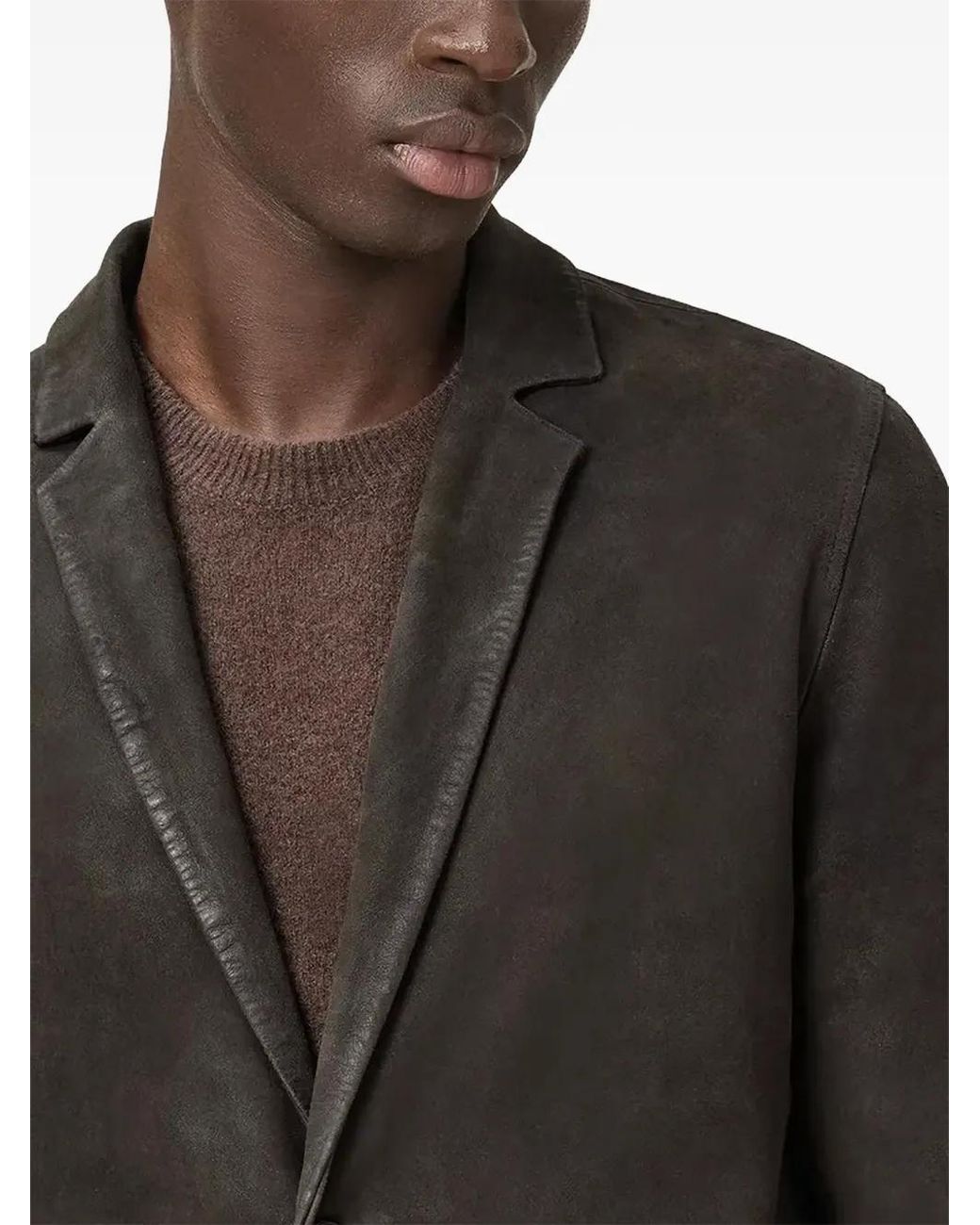 AllSaints Black Monet Waxed Suede Blazer for men