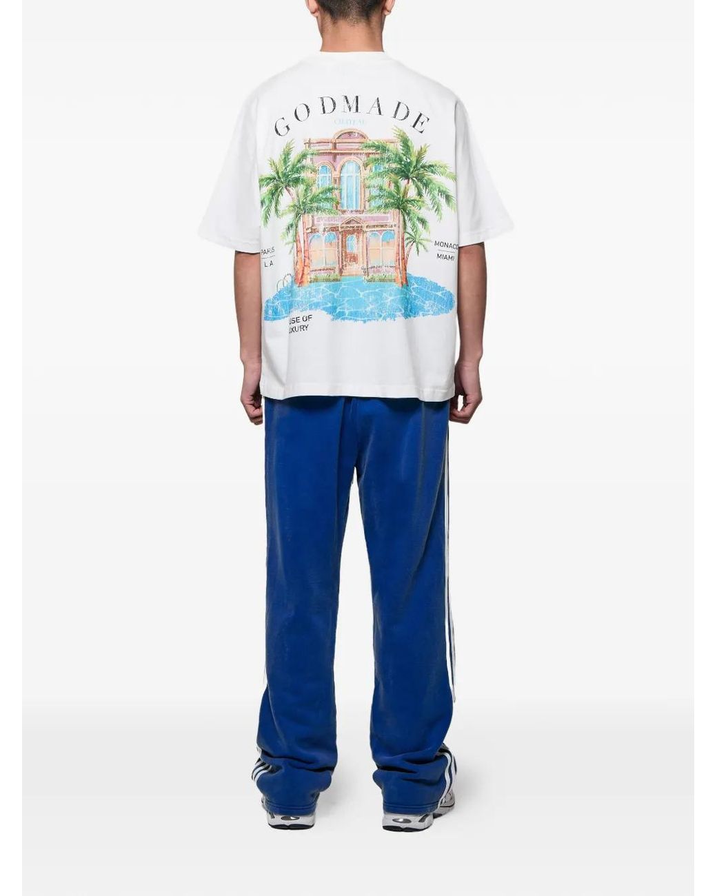 GODMADE Blue Imperial Side-Stripe Track Pants for men