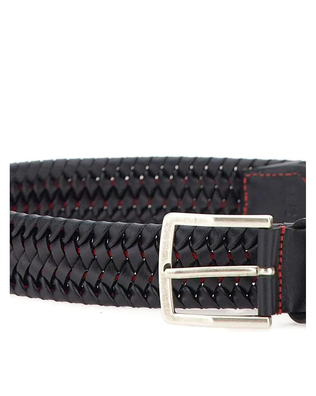 Athison White Woven Pin-Buckle Belt for men