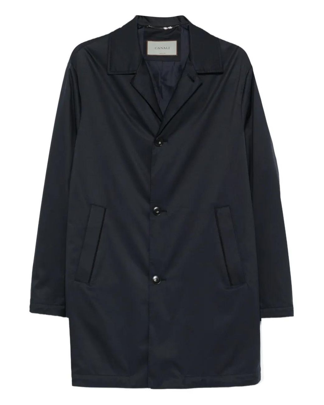Canali Blue Buttoned Single-Breasted Coat for men