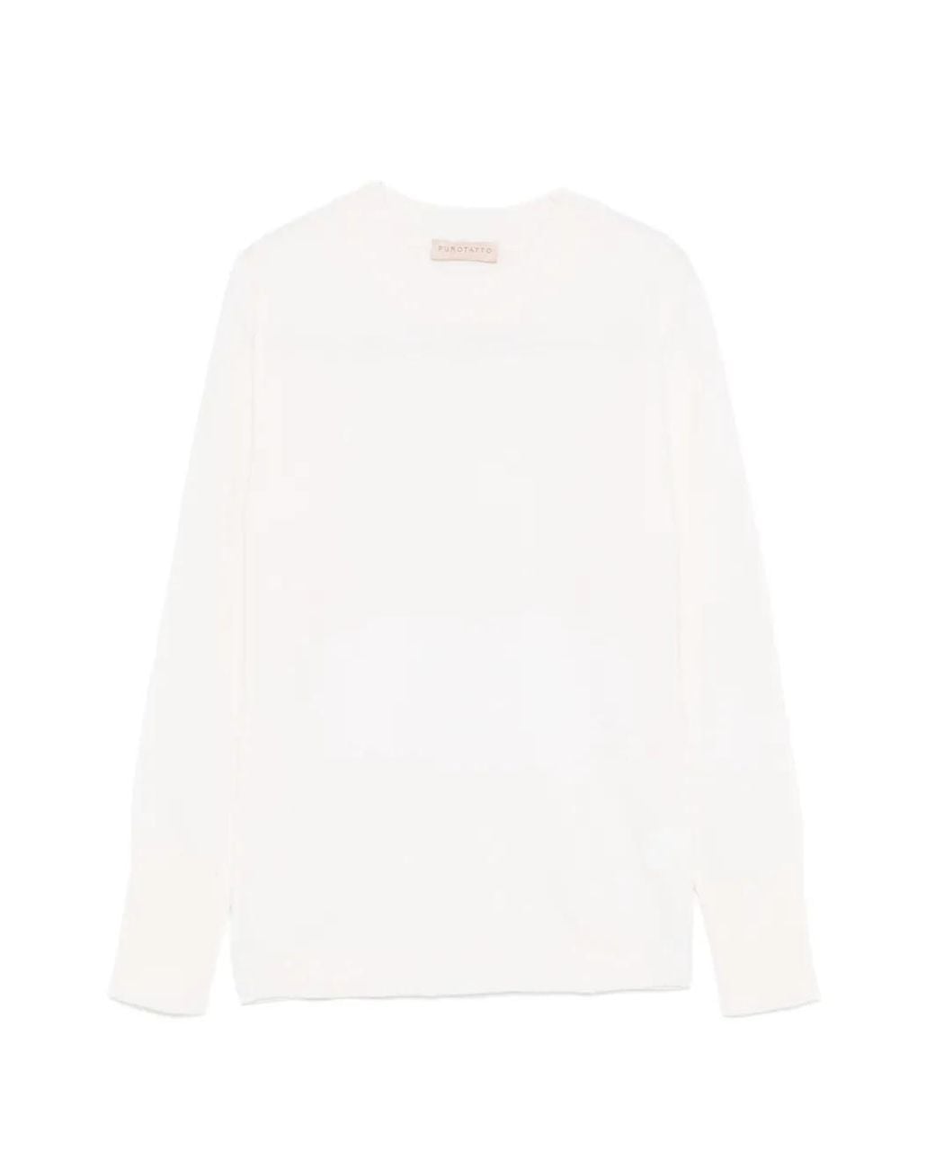 Purotatto White Crew-Neck Sweater