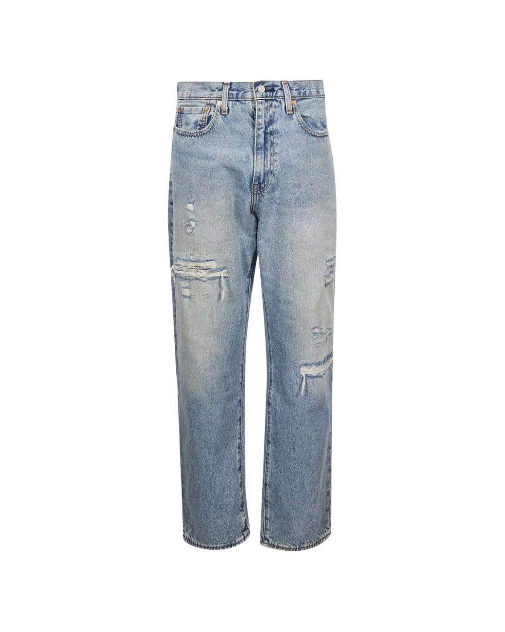 Levi's Blue 568 Distressed-Effect Straight-Leg Jeans for men