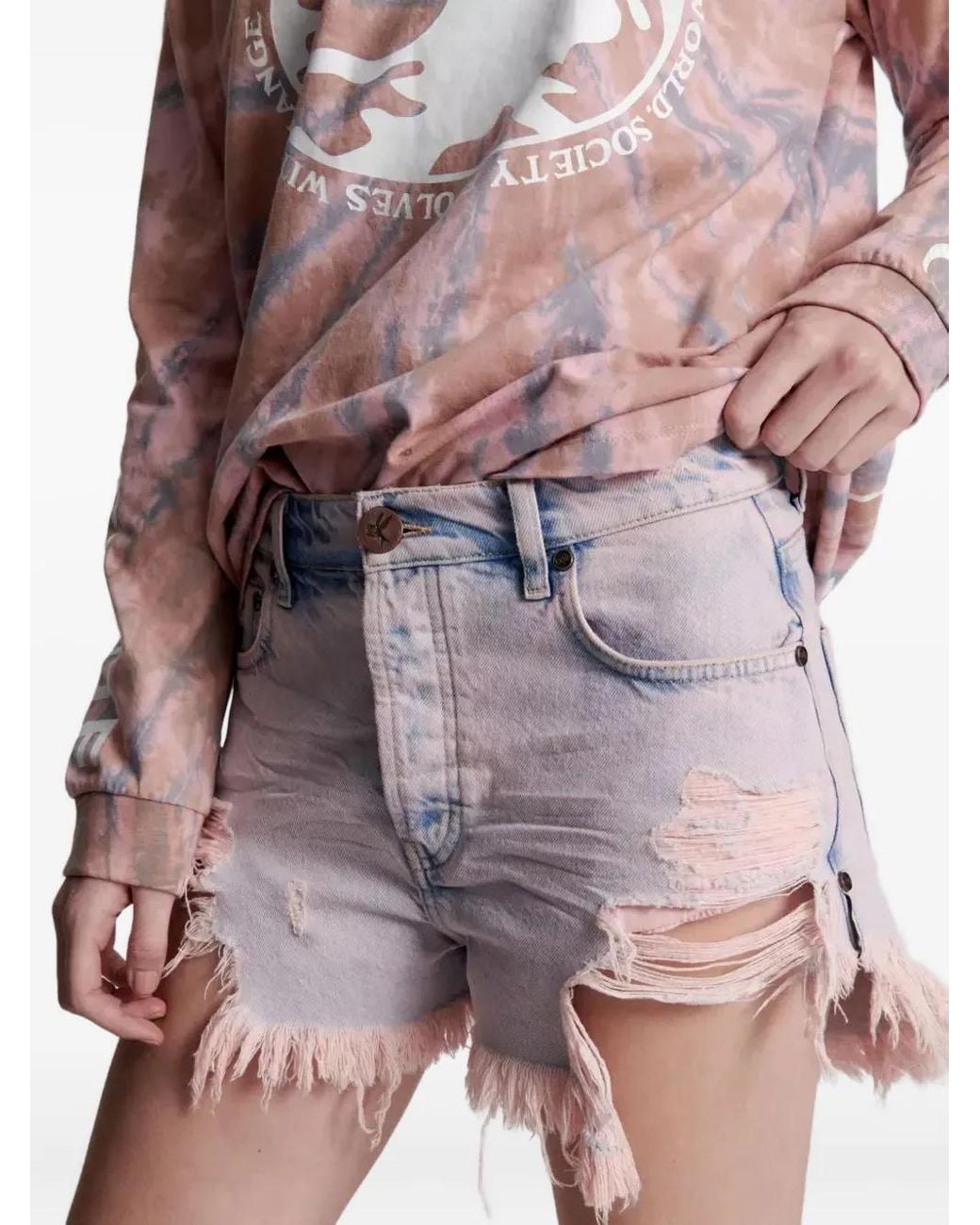 One Teaspoon Pink Outlaws Denim Shorts