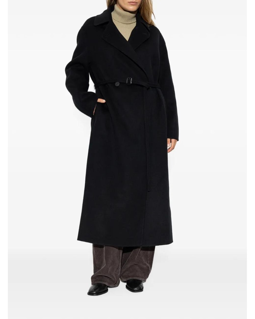 Studio Nicholson Black Mori Belted Wool Coat