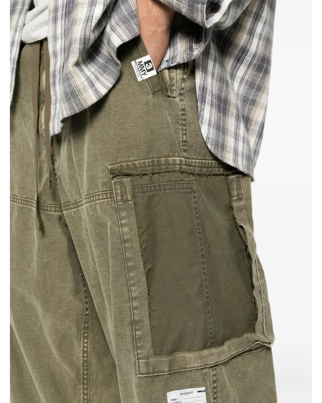 Maison Mihara Yasuhiro Green Faded-Effect Cargo Pants for men